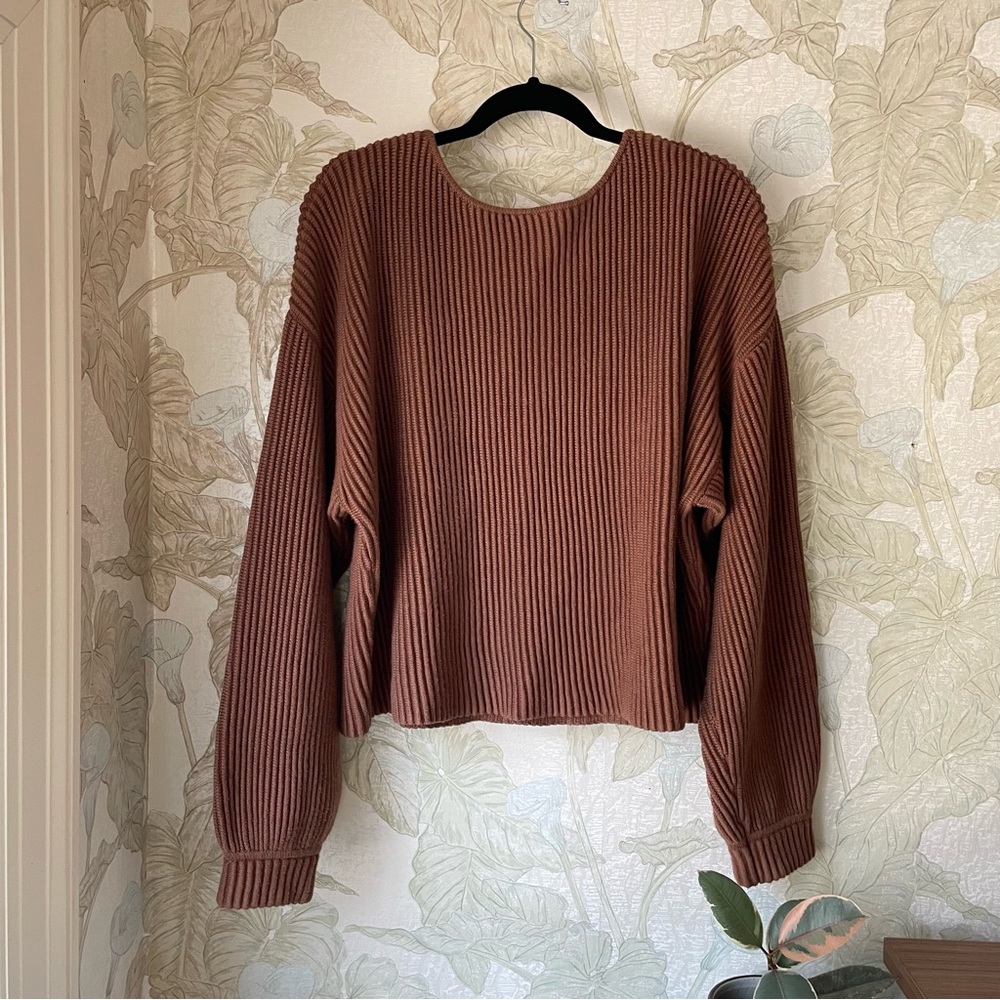 M Brown Lunya Reversible Ribbed Sweater EUC